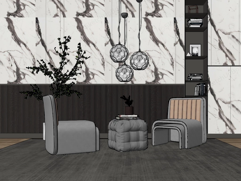 Cozy Reading Nook sketchup model preview - SketchupBox