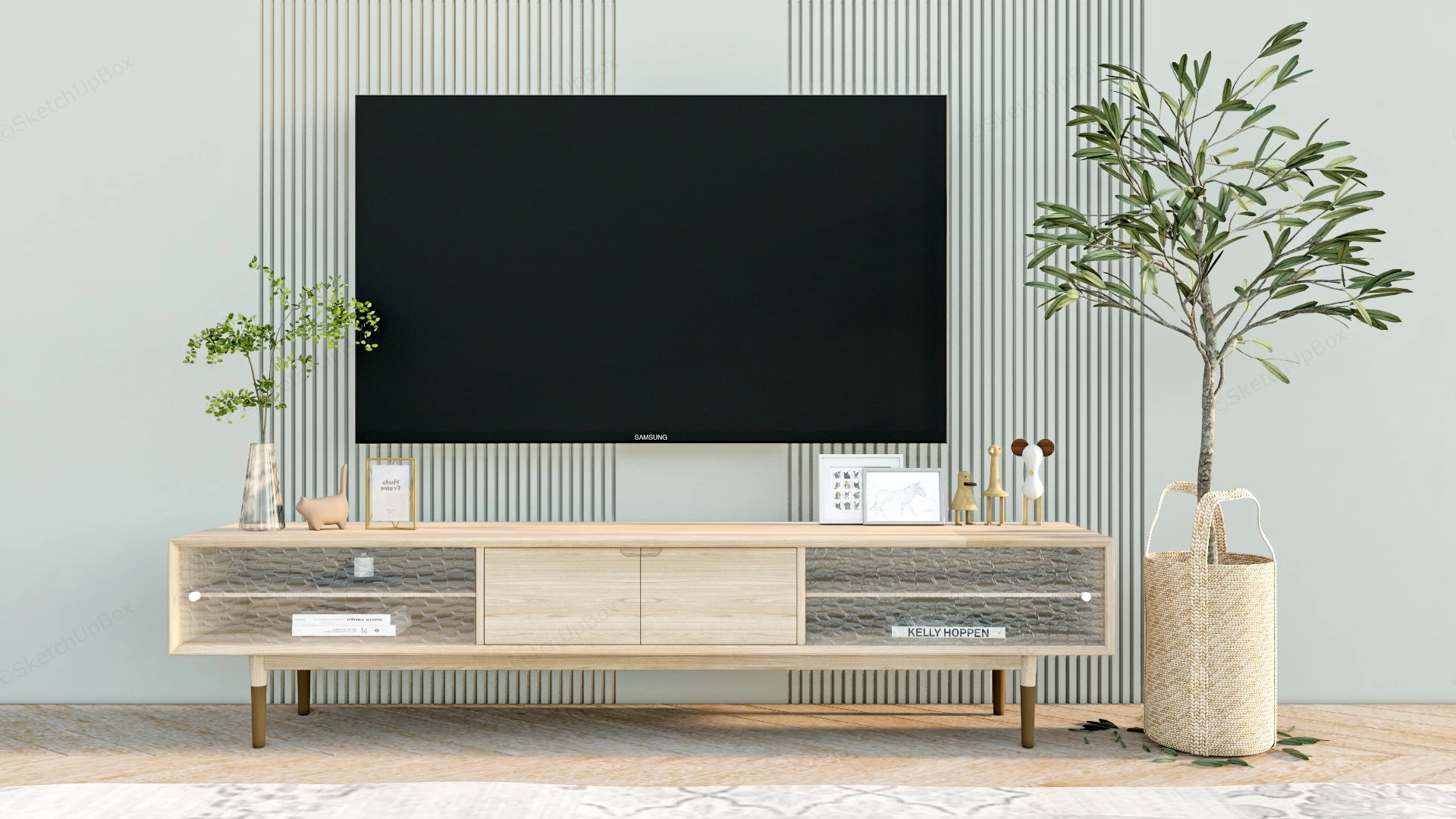 Modern Organic TV Stand sketchup model preview - SketchupBox