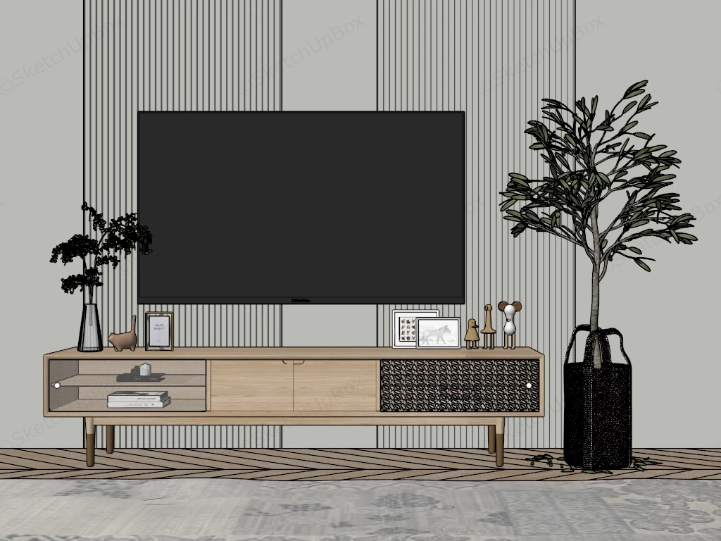 Modern Organic TV Stand sketchup model preview - SketchupBox