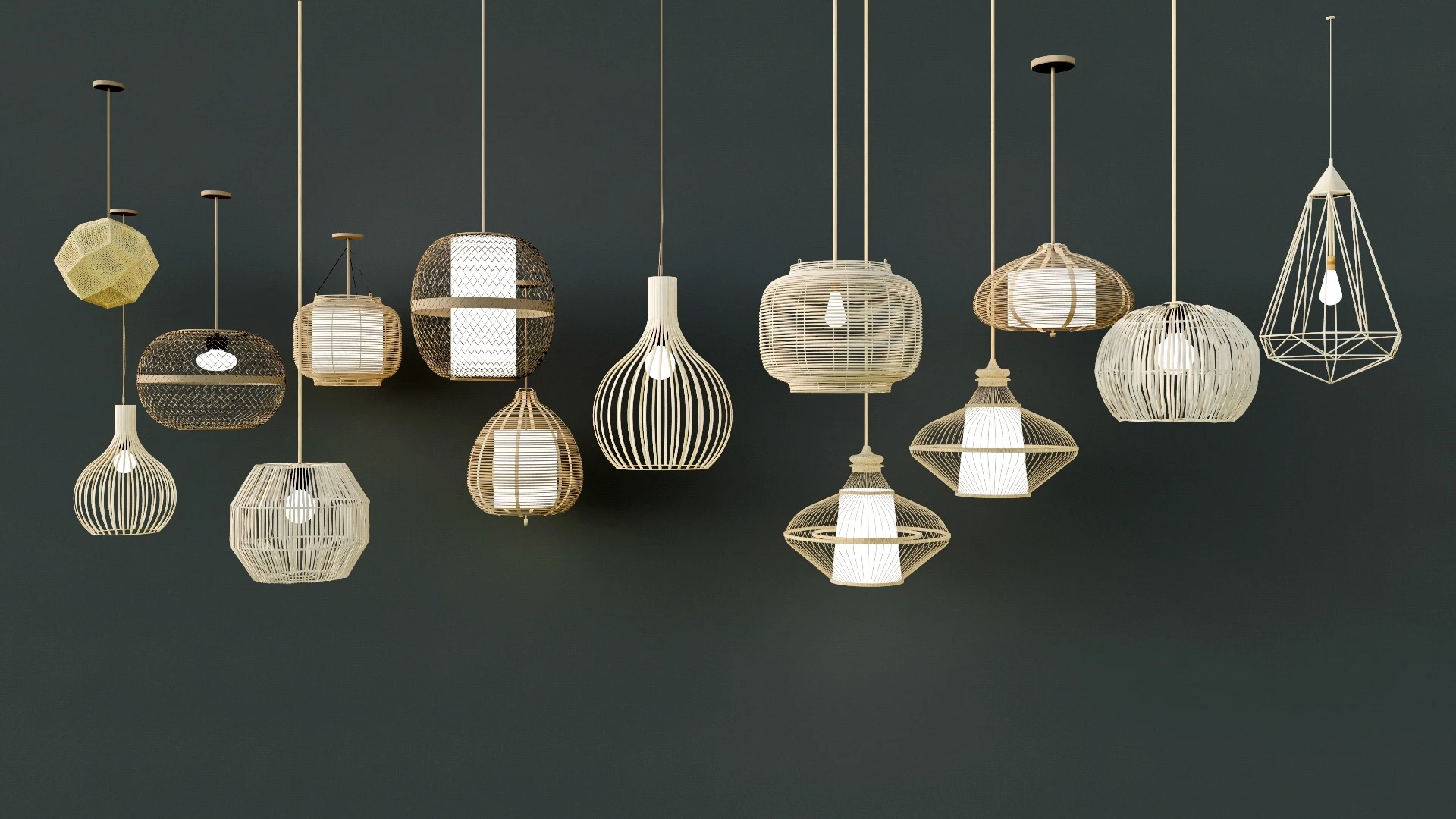 Rattan Pendant Lights sketchup model preview - SketchupBox