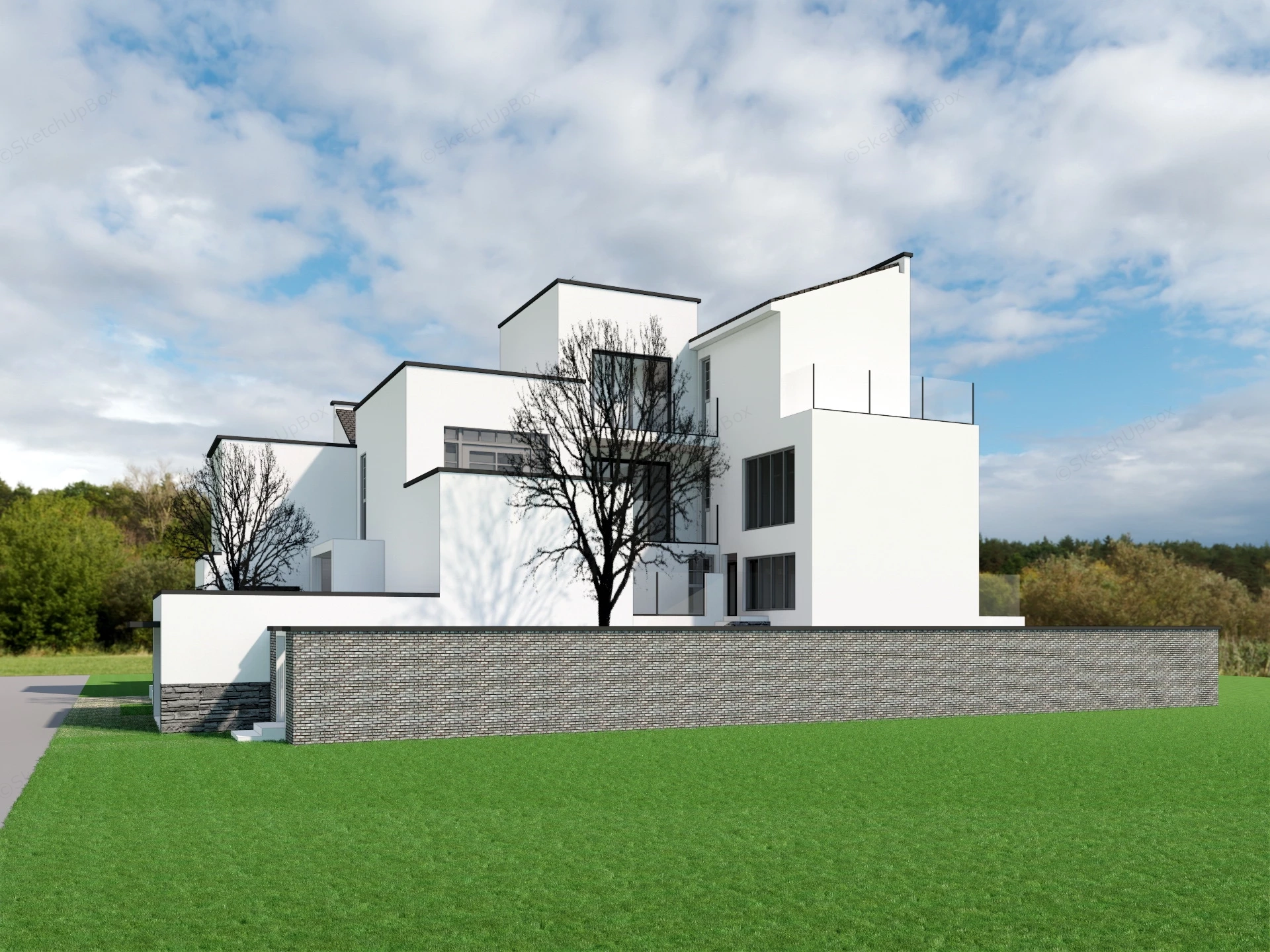 Modern Chinese House Design sketchup model preview - SketchupBox