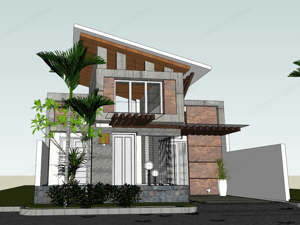 Brick Country House sketchup model preview - SketchupBox