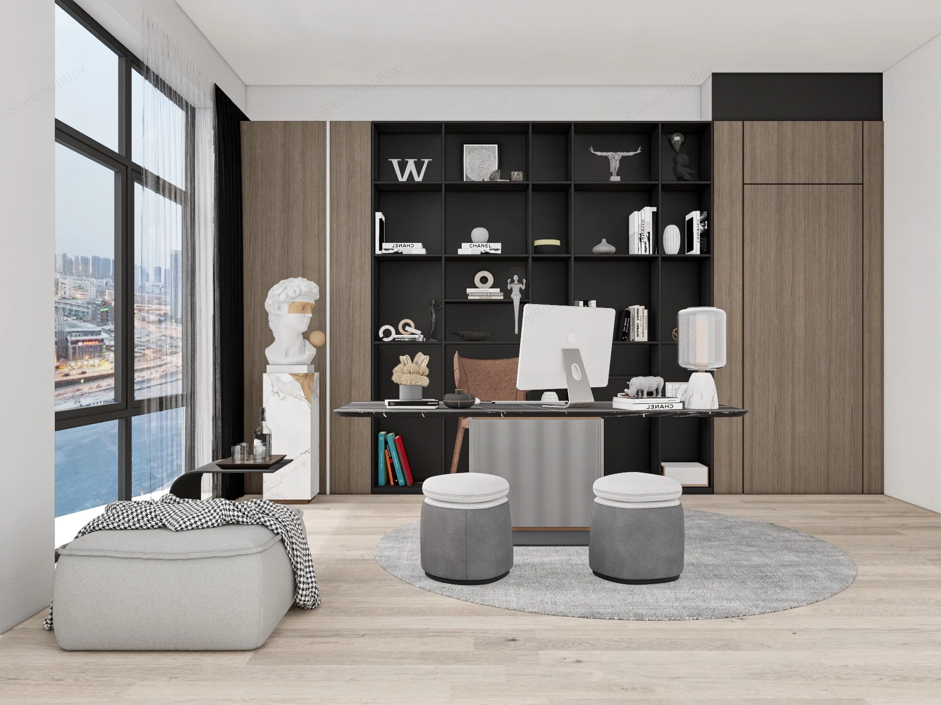 Modern Home Office Interior Design sketchup model preview - SketchupBox