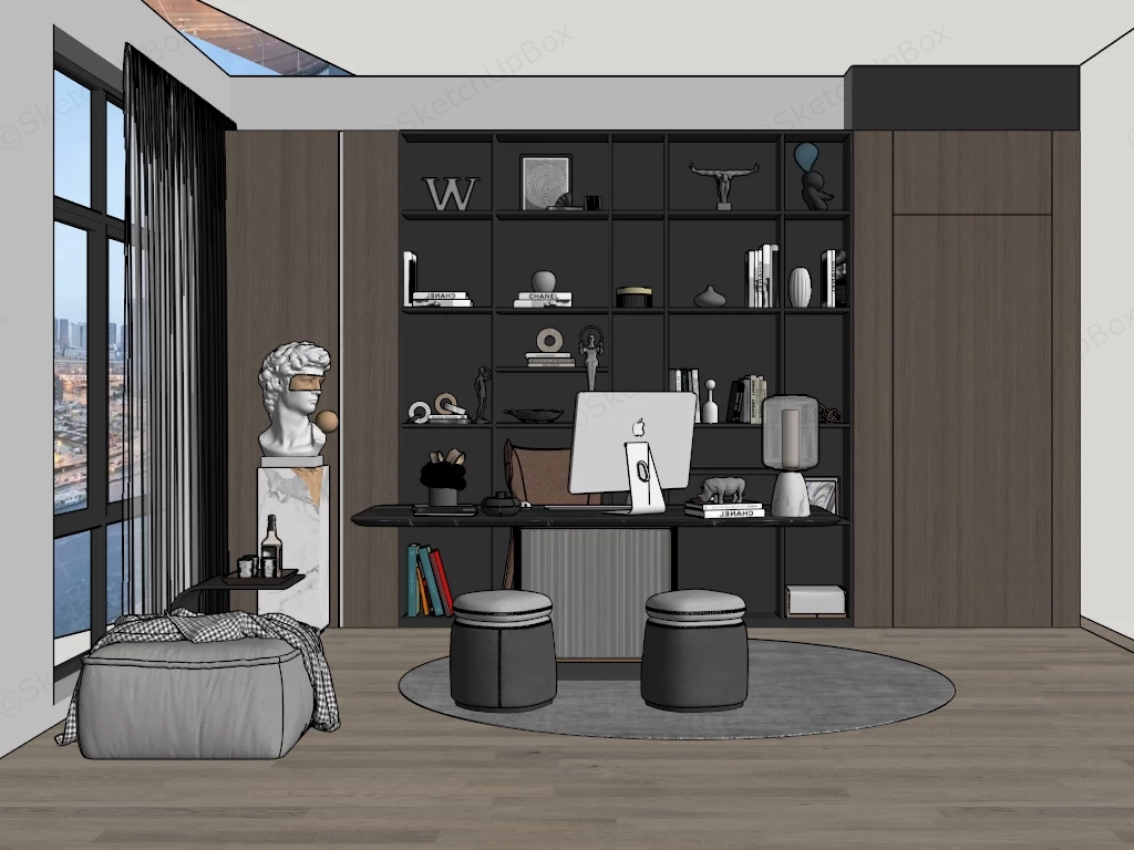 Modern Home Office Interior Design sketchup model preview - SketchupBox