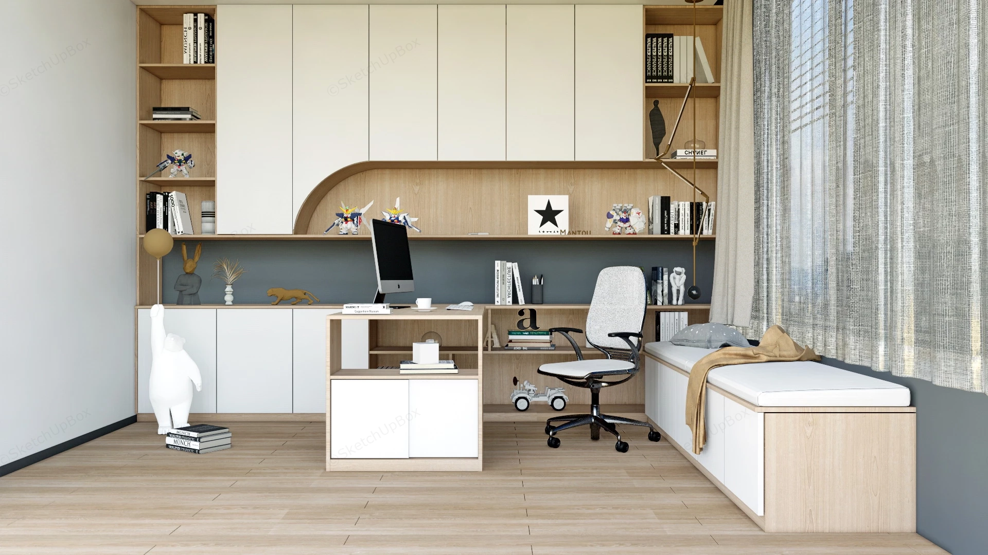 Cozy Home Office sketchup model preview - SketchupBox