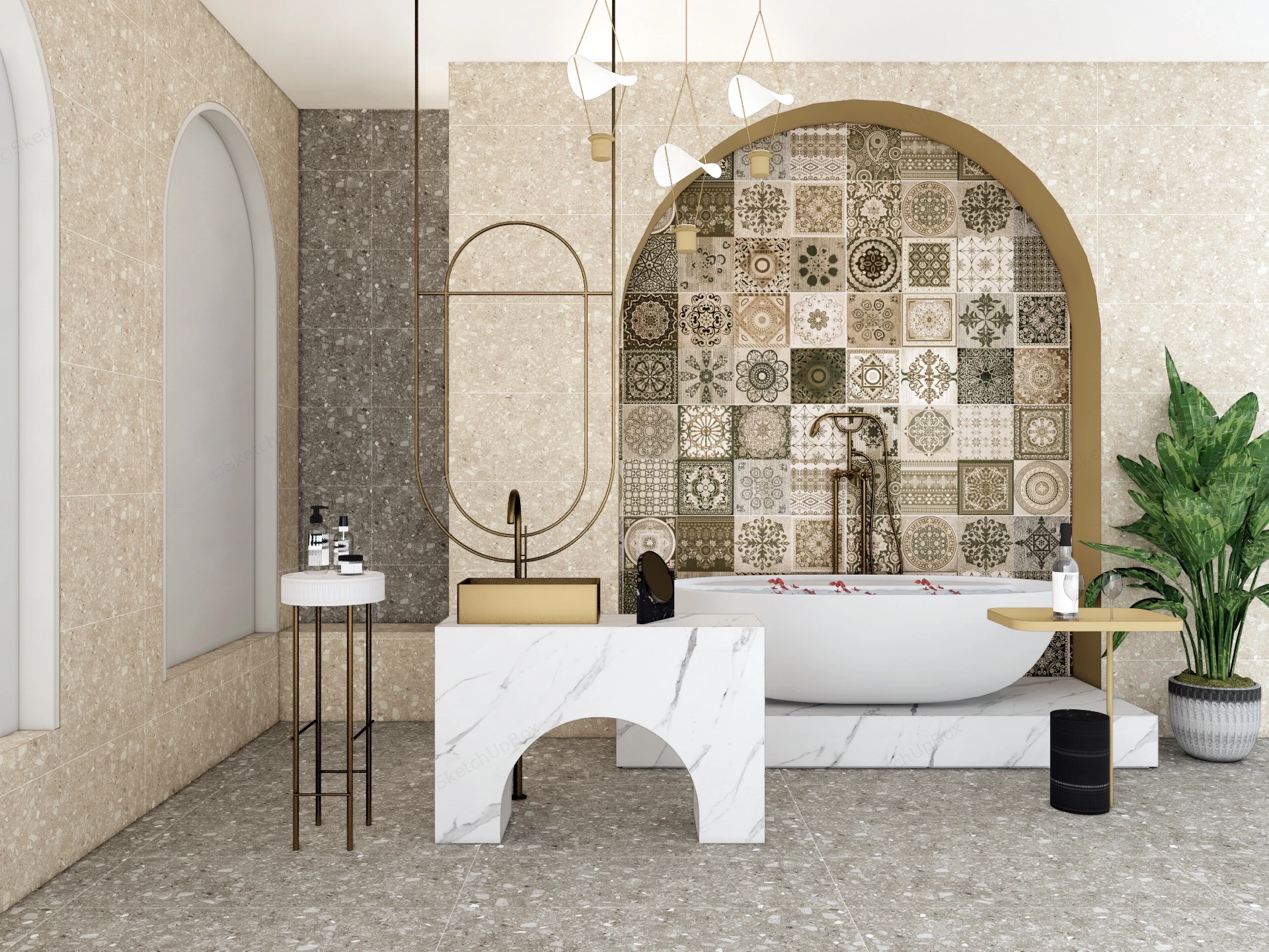 Spanish Style Bathroom sketchup model preview - SketchupBox