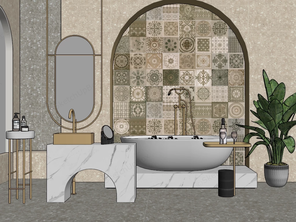Spanish Style Bathroom sketchup model preview - SketchupBox