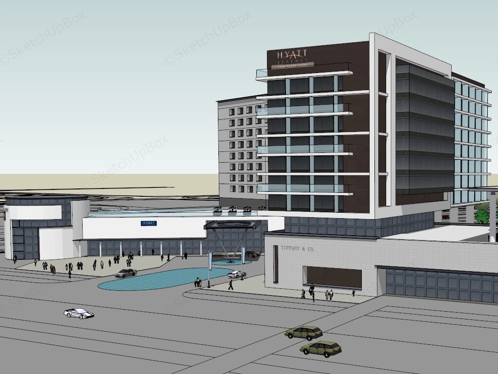 Hyatt Hotel Resort sketchup model preview - SketchupBox