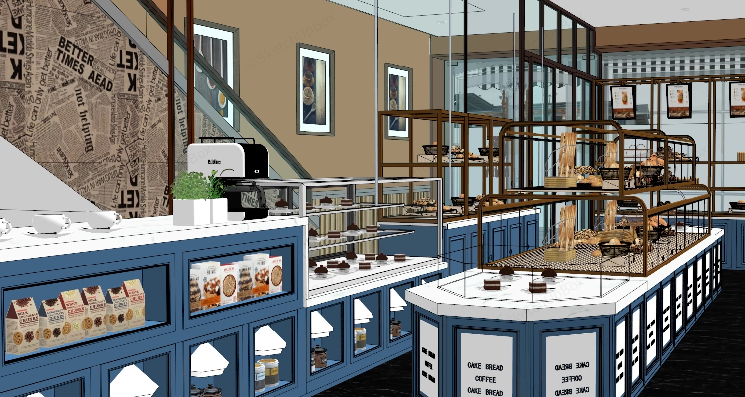 Bakery Shop Interior Design sketchup model preview - SketchupBox