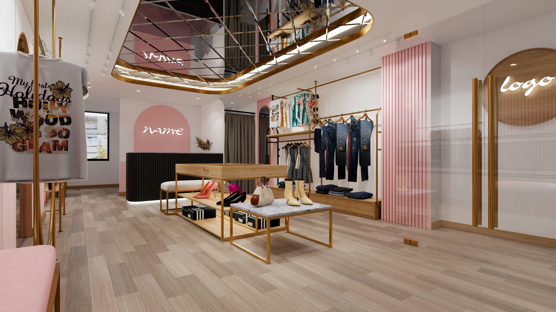 Boutique Lady Clothing Store Design sketchup model preview - SketchupBox