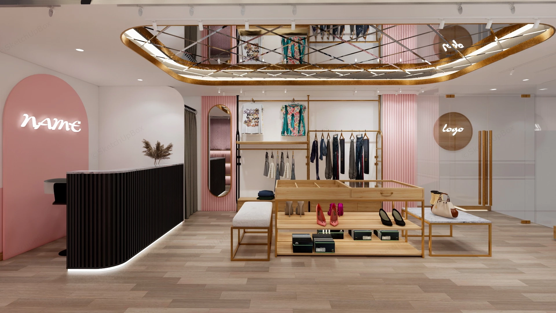 Boutique Lady Clothing Store Design sketchup model preview - SketchupBox