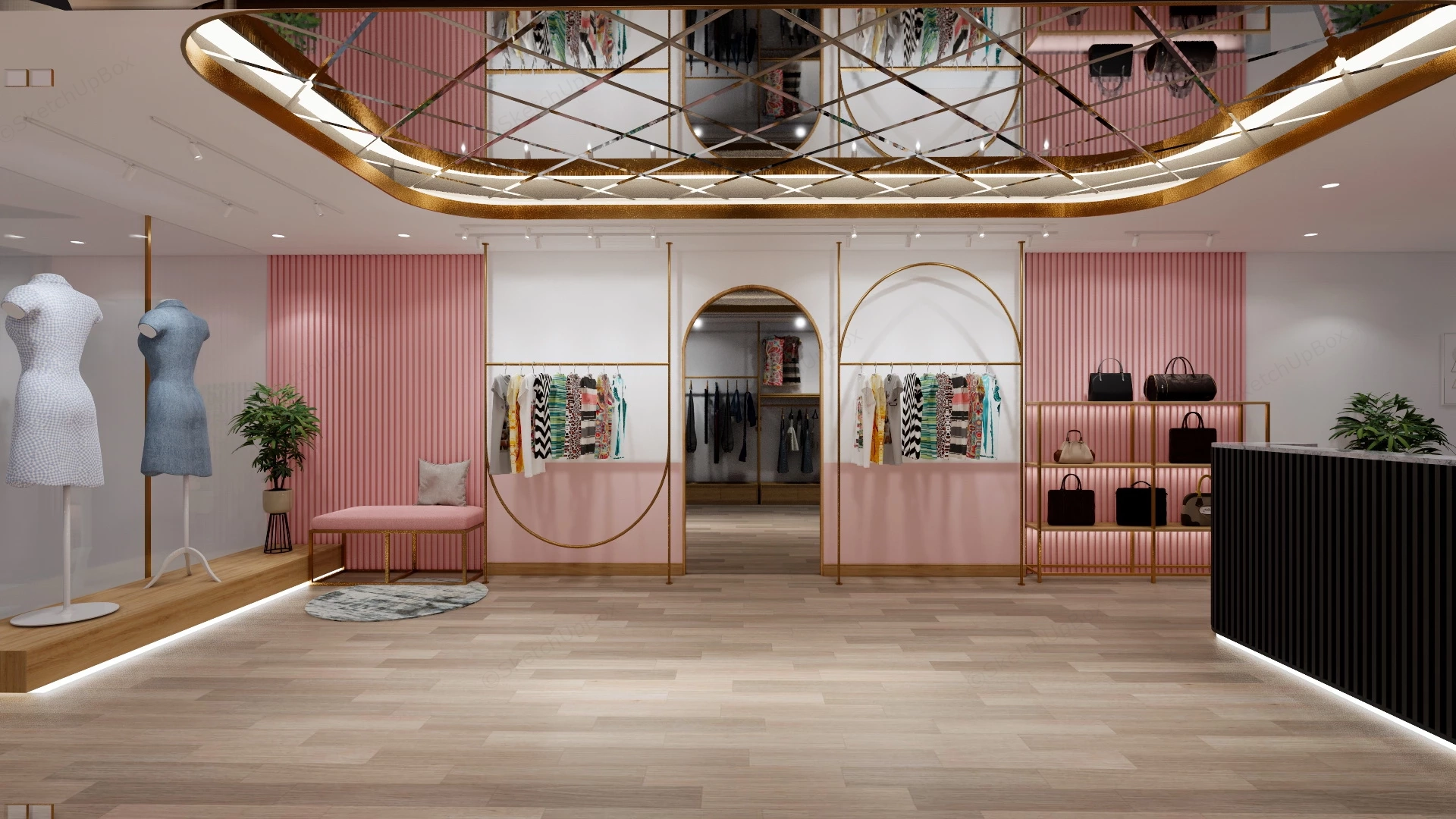 Boutique Lady Clothing Store Design sketchup model preview - SketchupBox