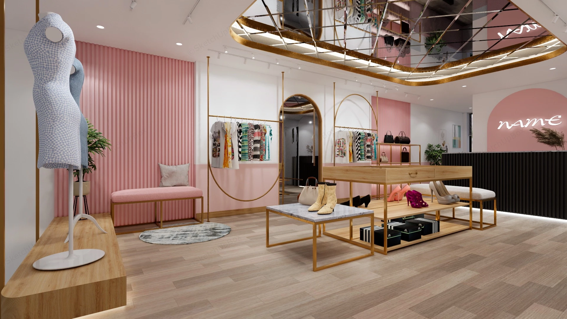 Boutique Lady Clothing Store Design sketchup model preview - SketchupBox