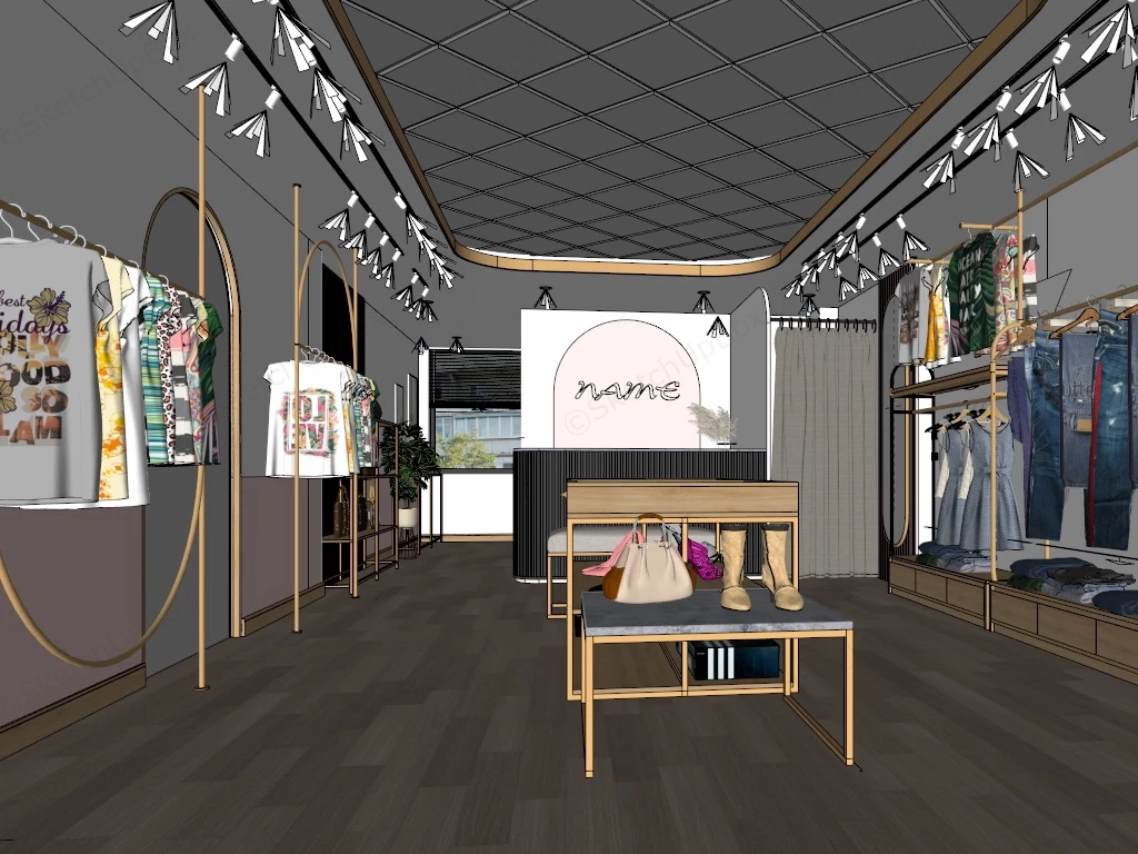 Boutique Lady Clothing Store Design sketchup model preview - SketchupBox