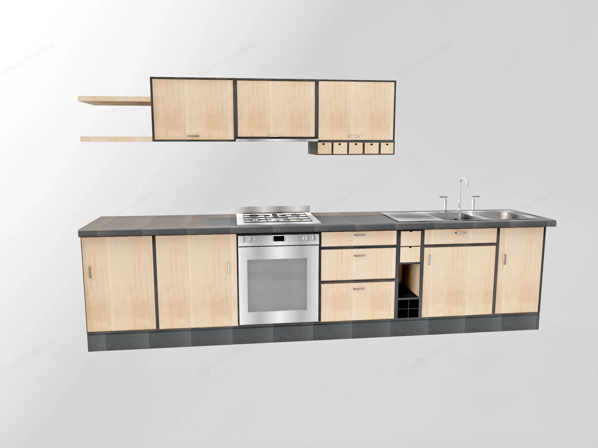 Small Kitchen Cabinet Set sketchup model preview - SketchupBox