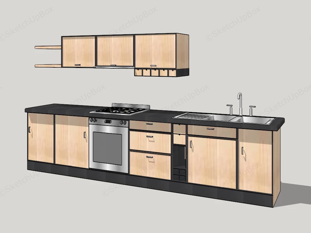 Small Kitchen Cabinet Set sketchup model preview - SketchupBox