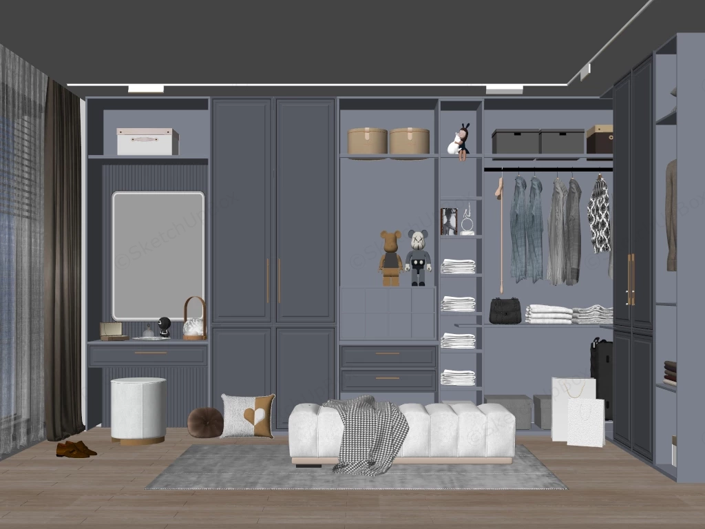 Blue Small Dressing Room sketchup model preview - SketchupBox