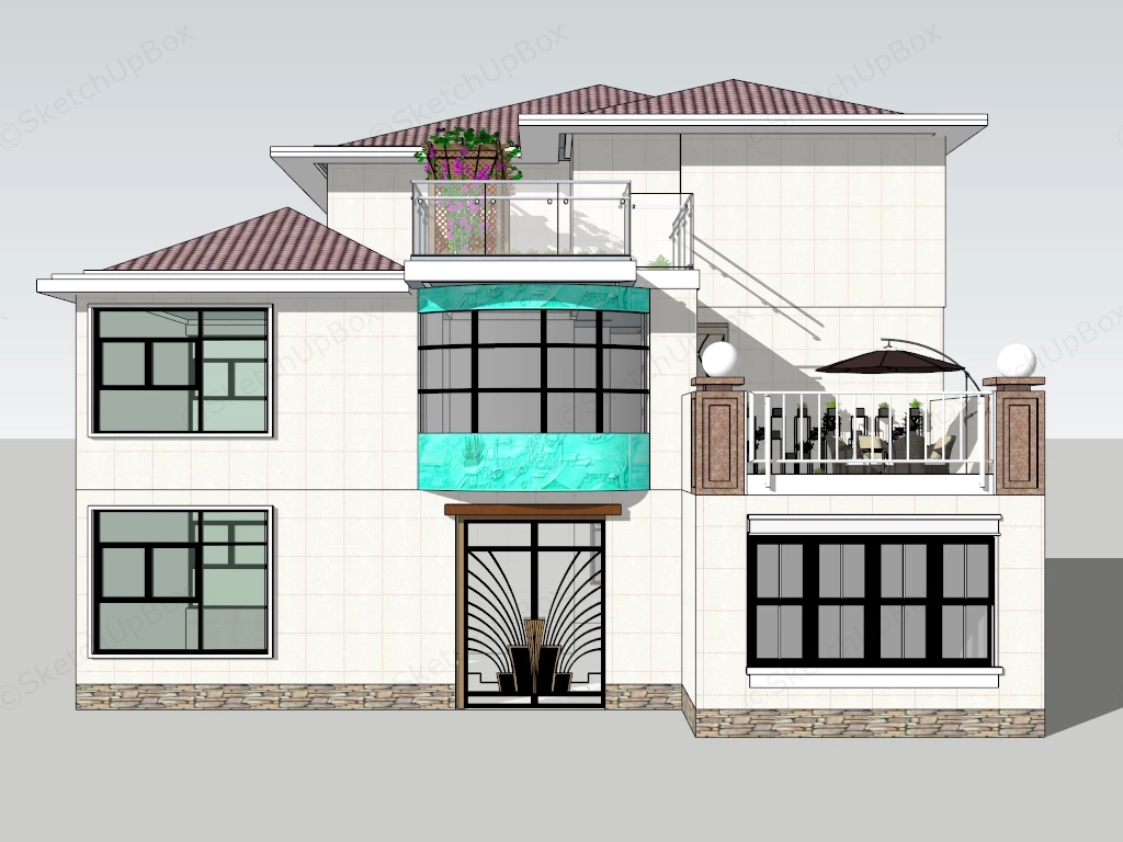 3 Story Contemporary Home sketchup model preview - SketchupBox