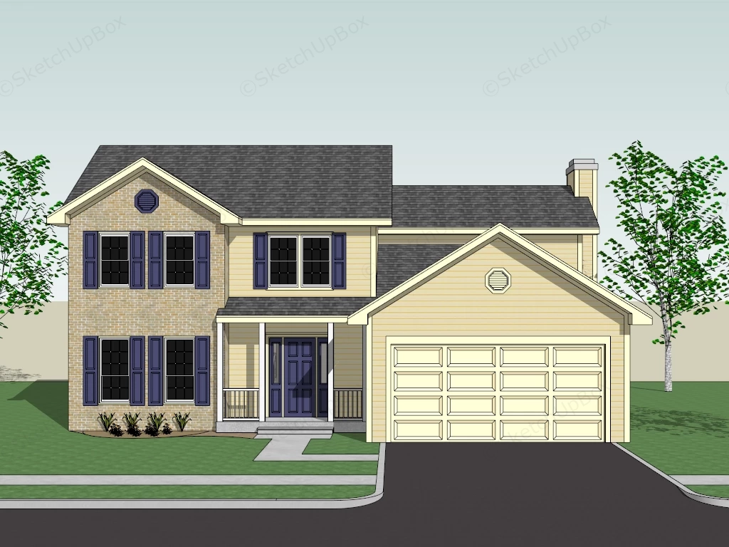 Modern Craftsman House sketchup model preview - SketchupBox
