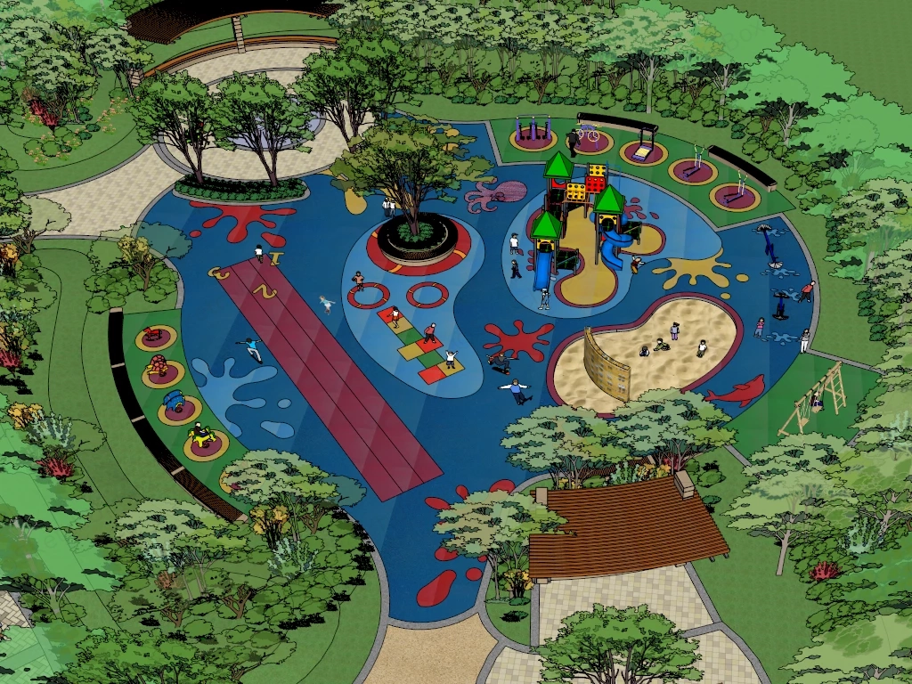 Park Playground Design sketchup model preview - SketchupBox