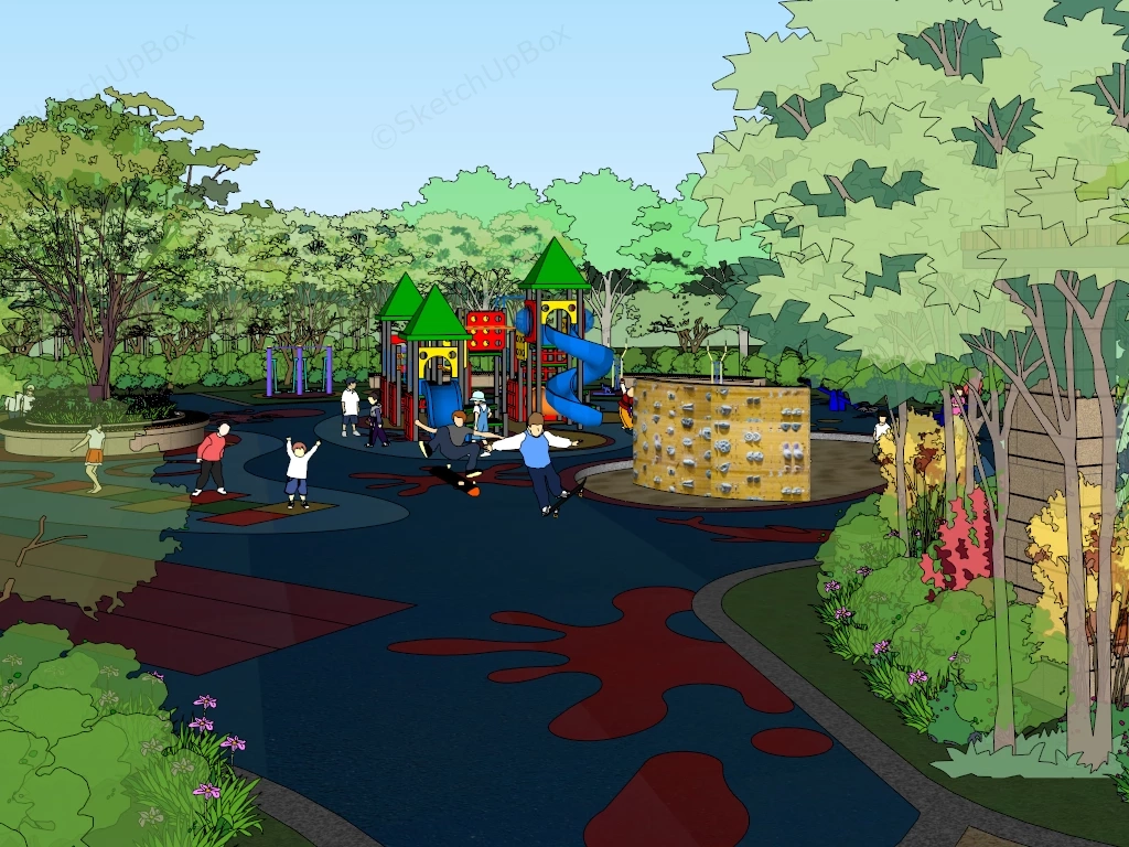 Park Playground Design sketchup model preview - SketchupBox