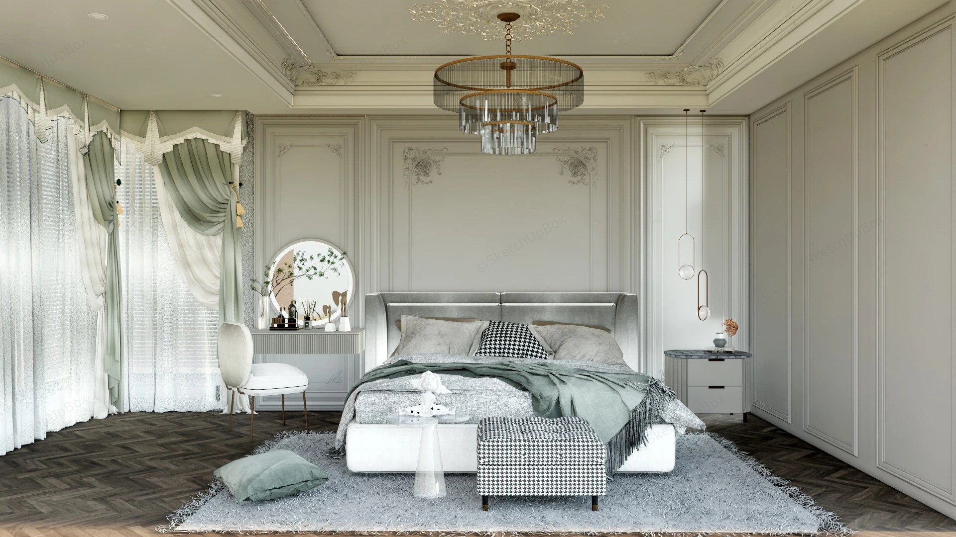 French Style Bedroom sketchup model preview - SketchupBox