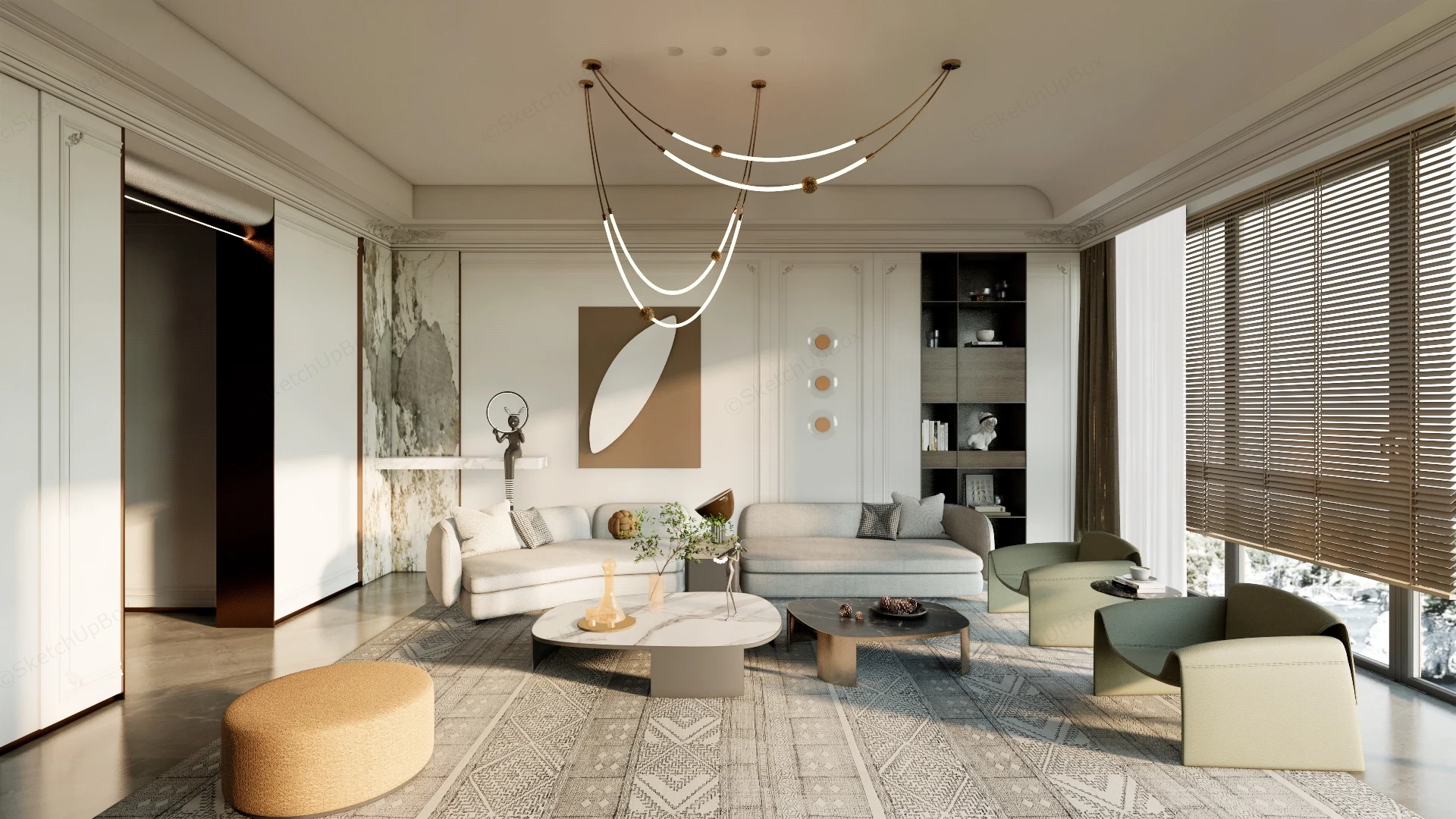 Relaxing Living Room sketchup model preview - SketchupBox