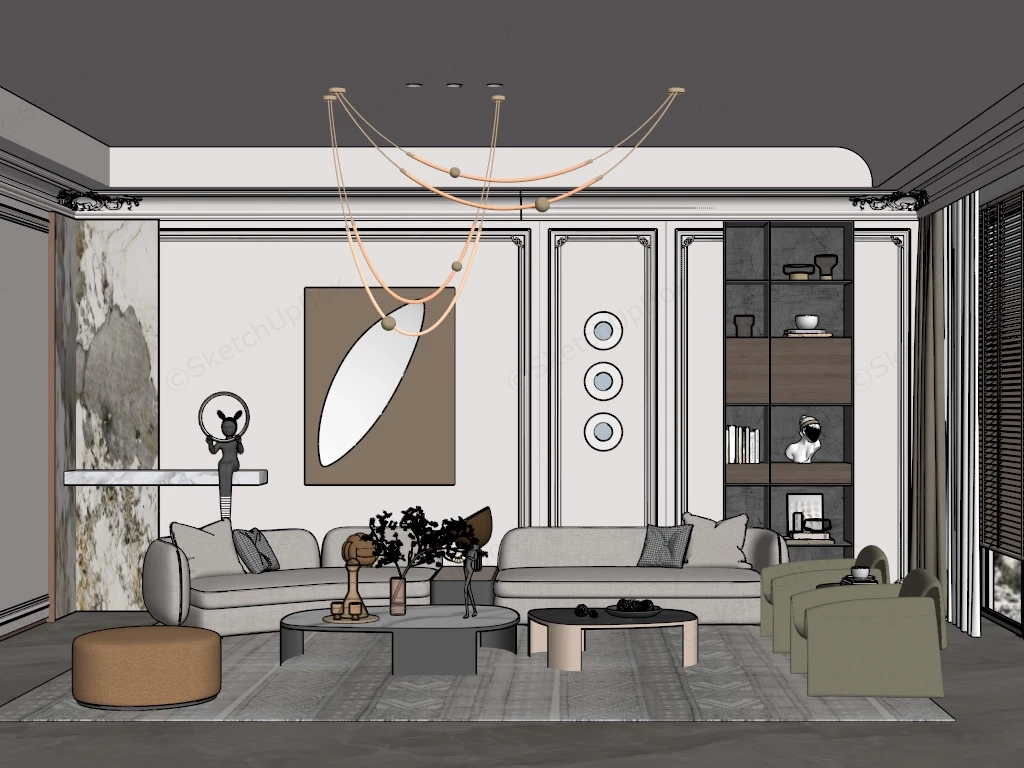 Relaxing Living Room sketchup model preview - SketchupBox