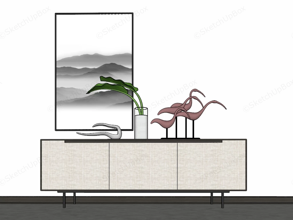 Modern White Sideboard sketchup model preview - SketchupBox