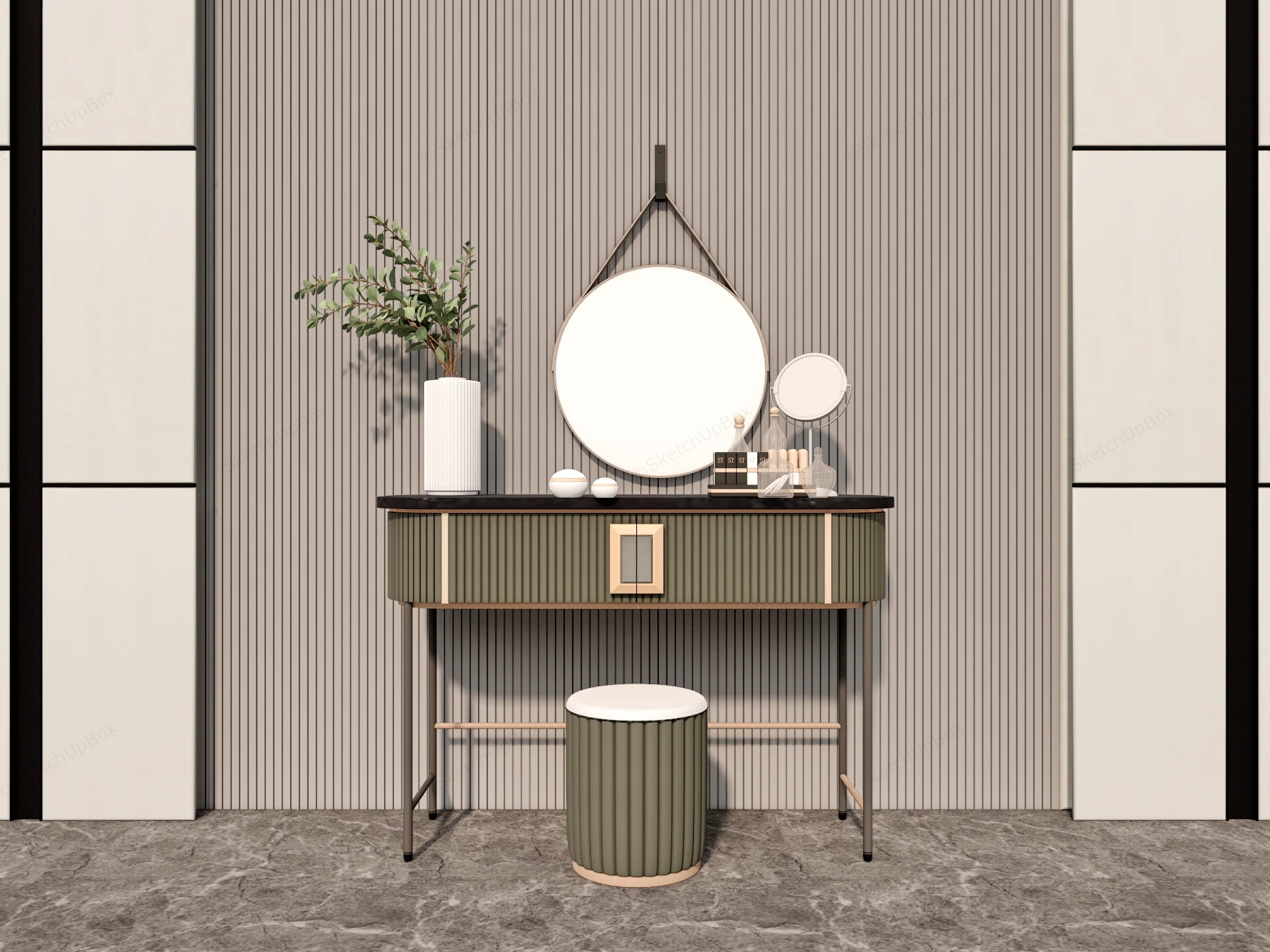 Luxury Modern Dressing Table sketchup model preview - SketchupBox