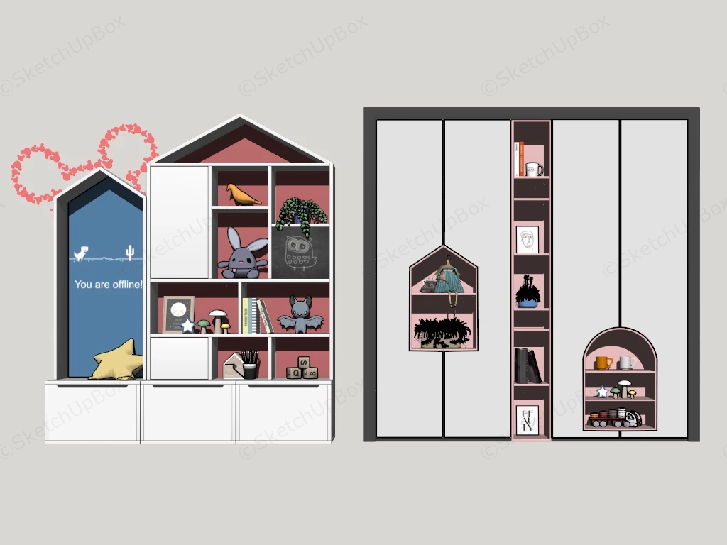 Decorative Toy Storage & Wardrobe sketchup model preview - SketchupBox