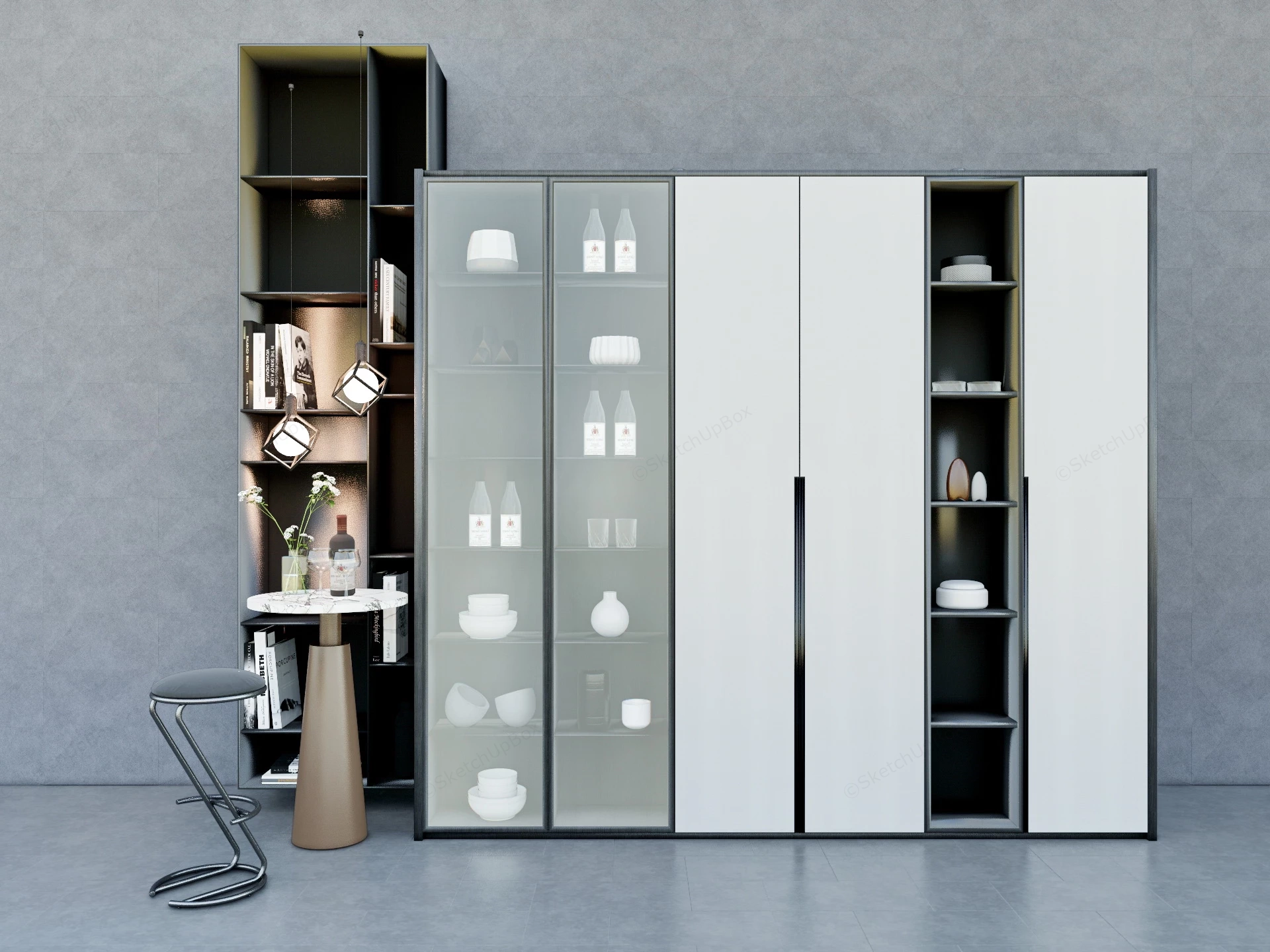 Small Home Bar With Cabinet sketchup model preview - SketchupBox