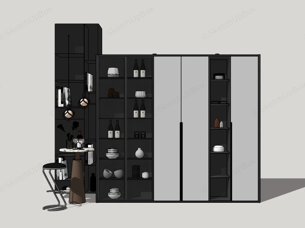 Small Home Bar With Cabinet sketchup model preview - SketchupBox