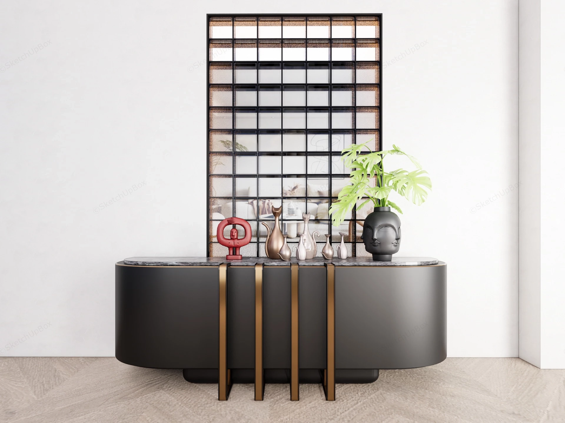 Luxury Black Console Table sketchup model preview - SketchupBox