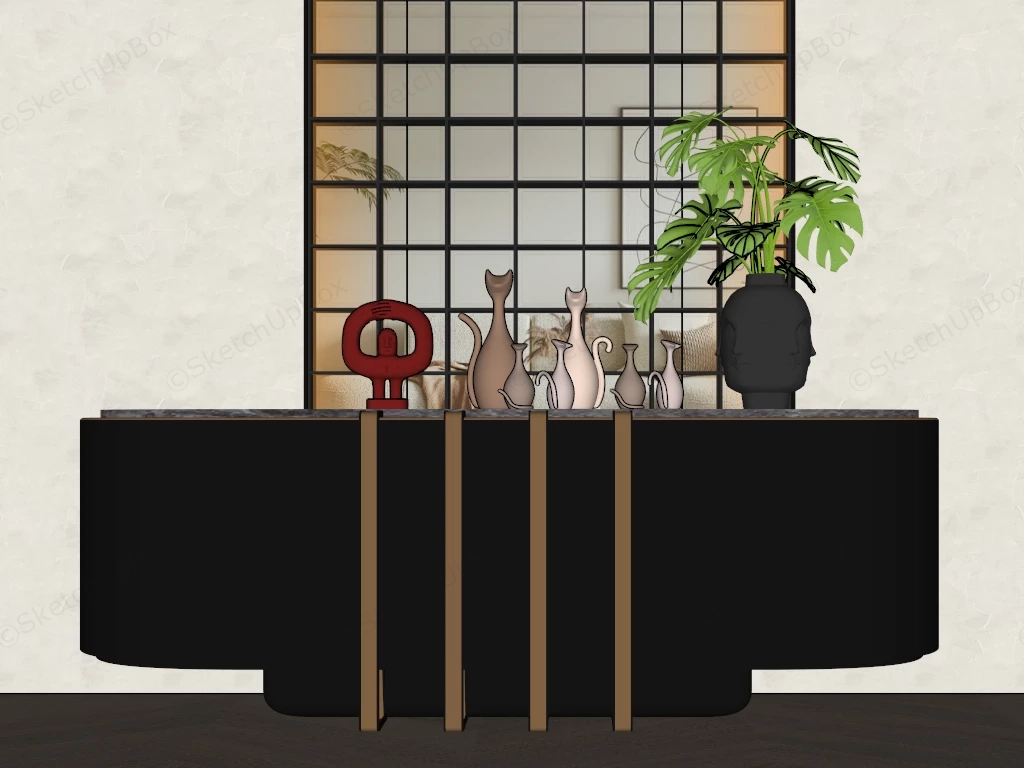 Luxury Black Console Table sketchup model preview - SketchupBox
