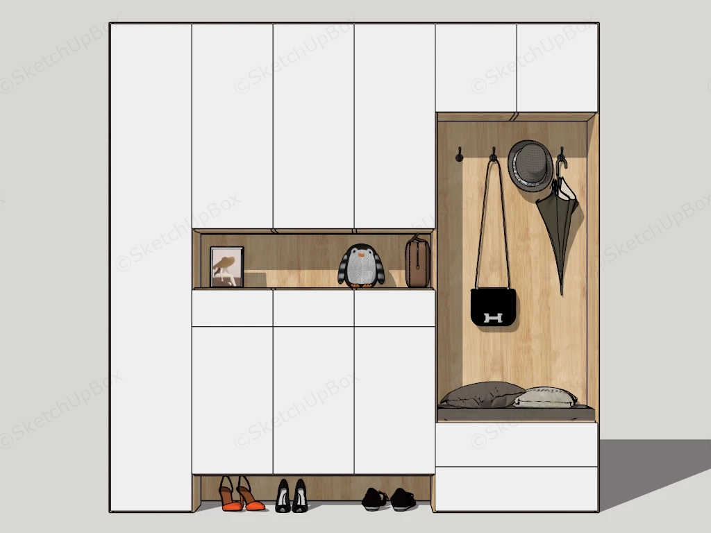 Mudroom Storage Cabinet sketchup model preview - SketchupBox