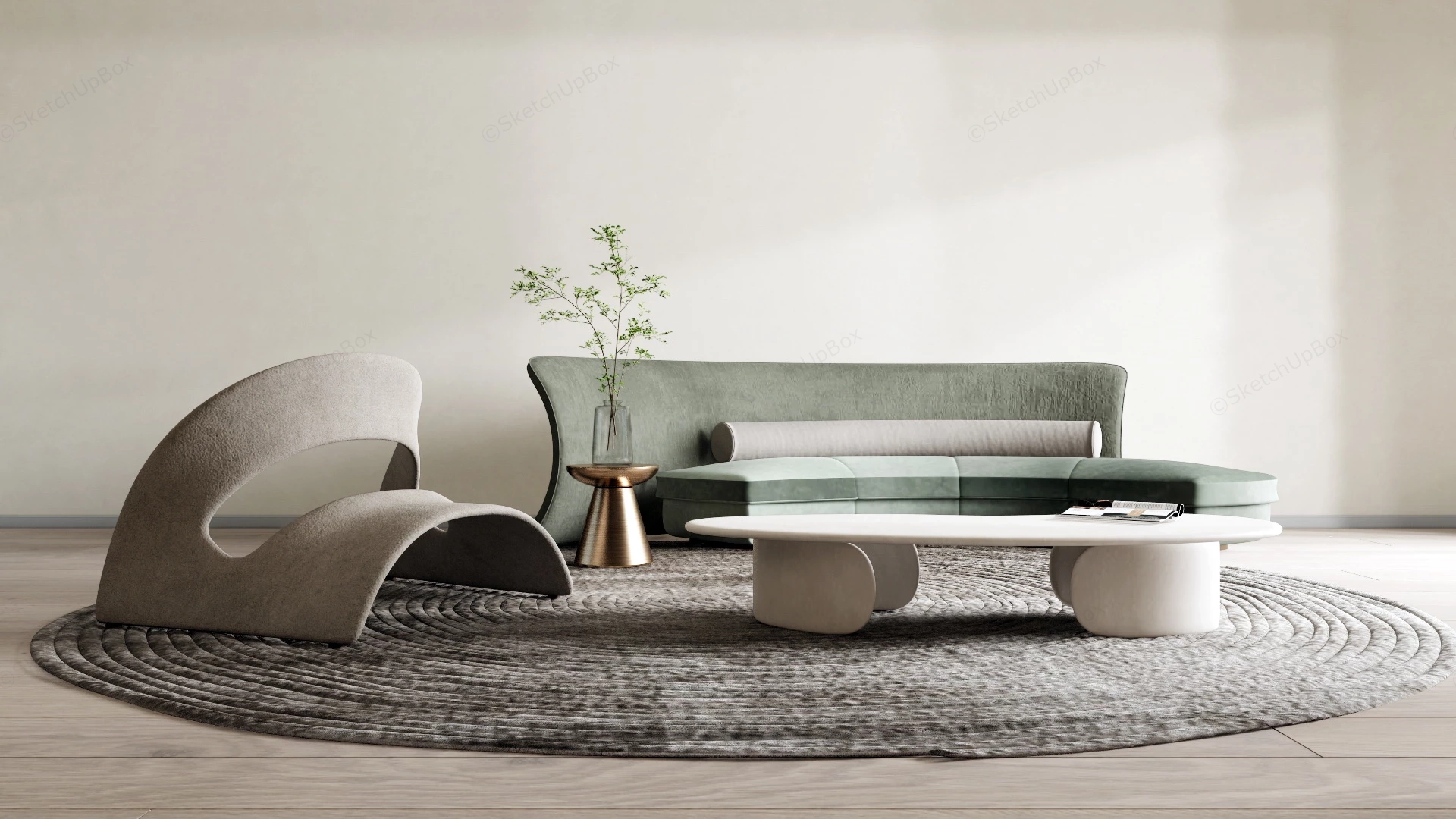 Zen Sofa Set sketchup model preview - SketchupBox