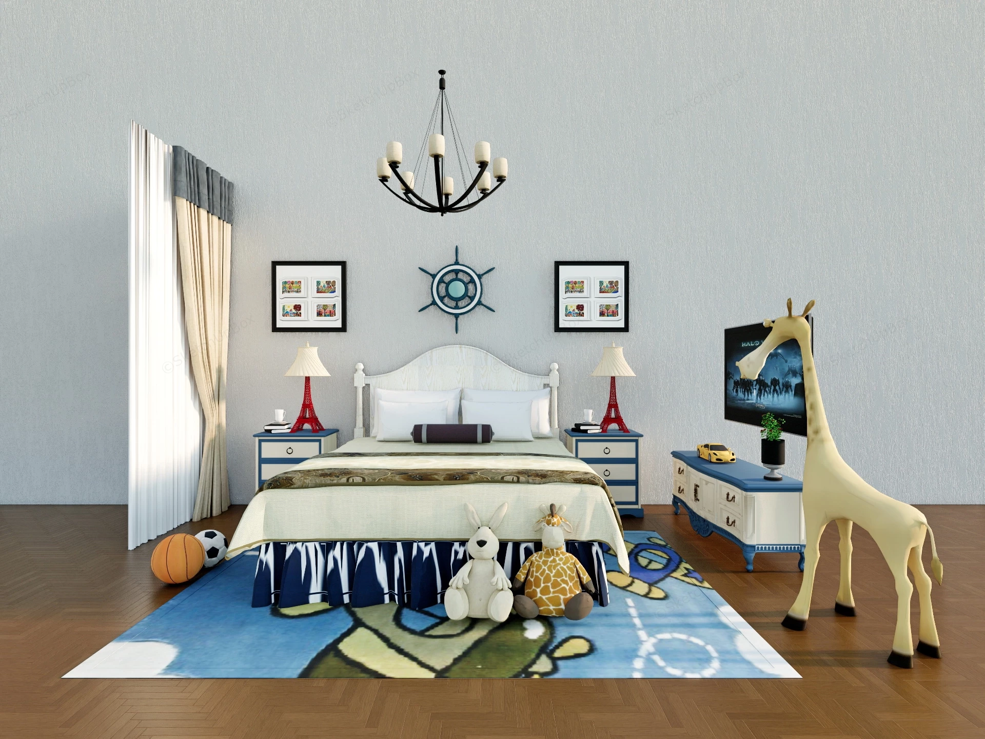 Toddler Boy Room Decor Idea sketchup model preview - SketchupBox