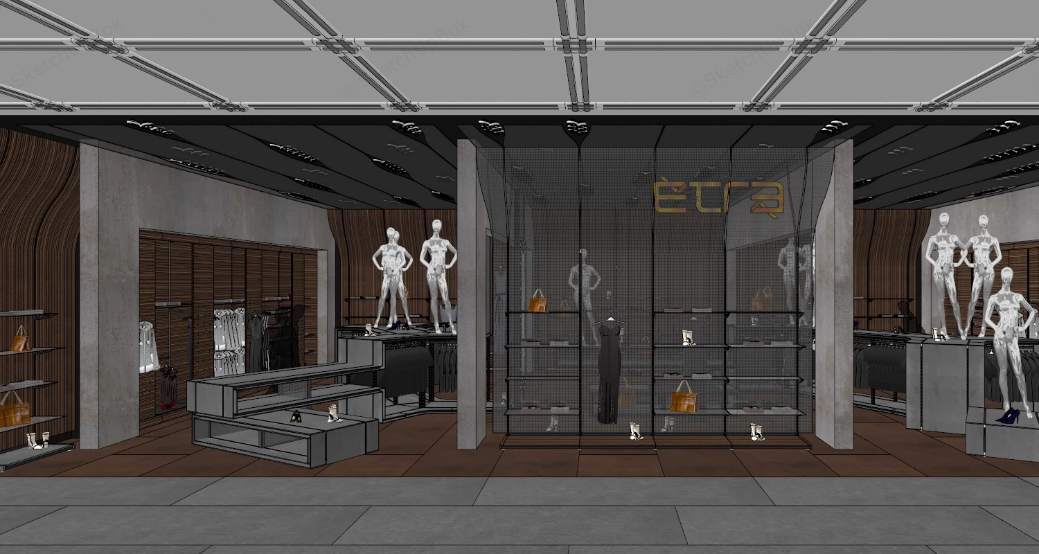 Industrial Style Clothing Store sketchup model preview - SketchupBox