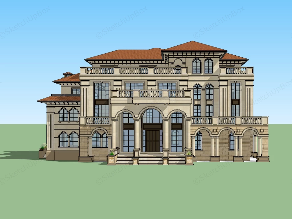 Mansion Luxury House Exterior sketchup model preview - SketchupBox