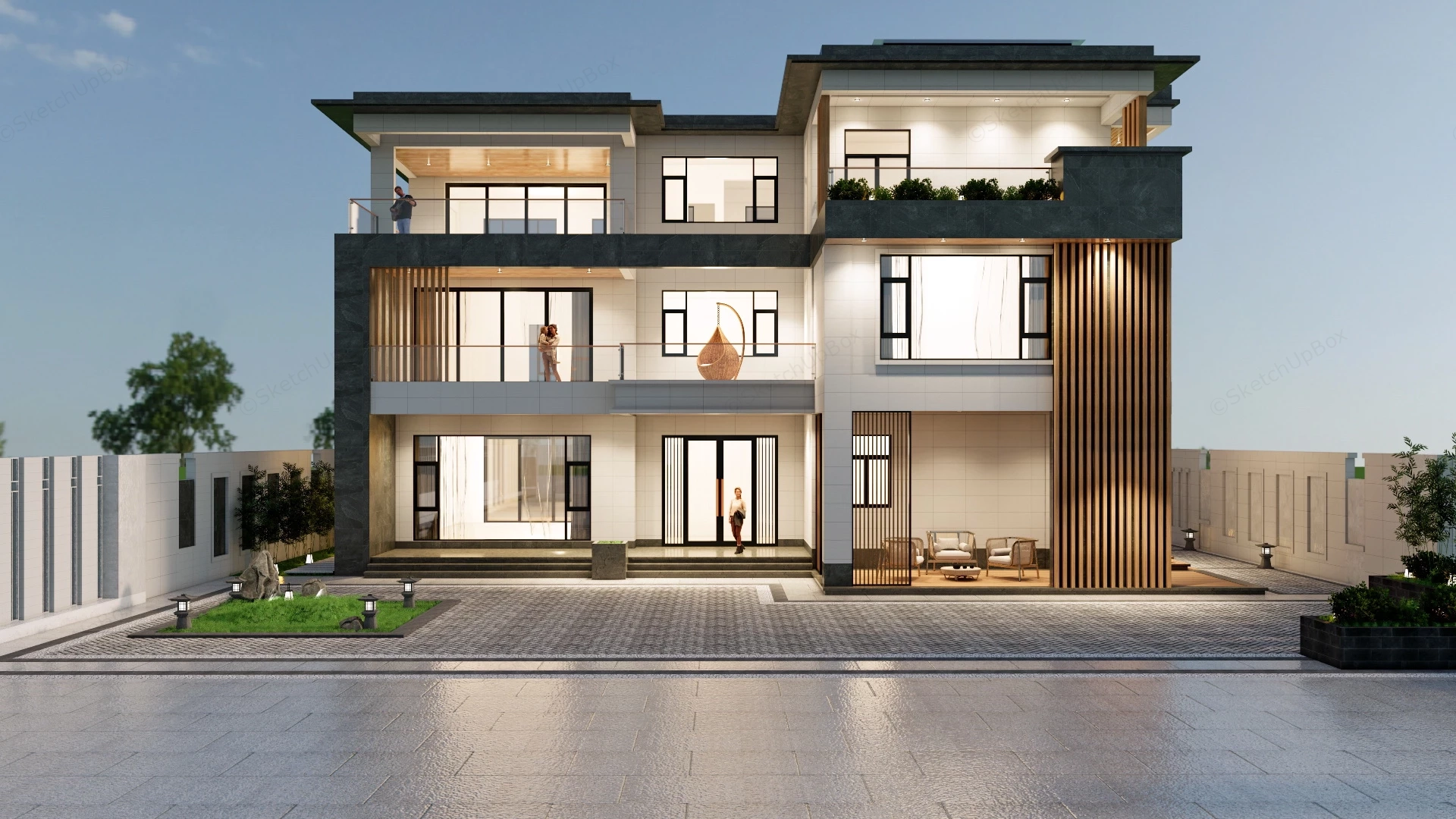 Modern Mansion Home sketchup model preview - SketchupBox