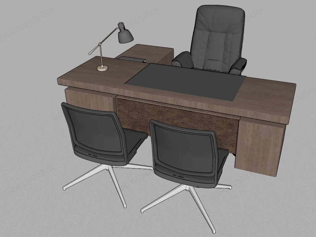 Executive Office Desk And Chair sketchup model preview - SketchupBox