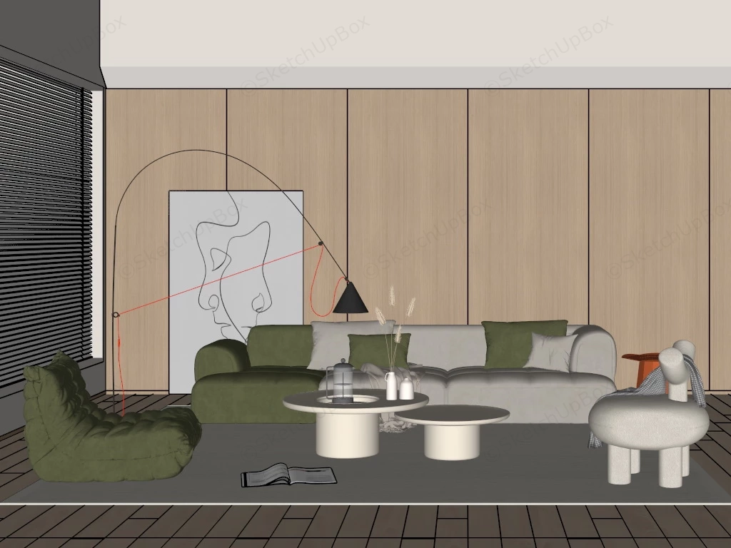 Relaxing Living Room Decor sketchup model preview - SketchupBox