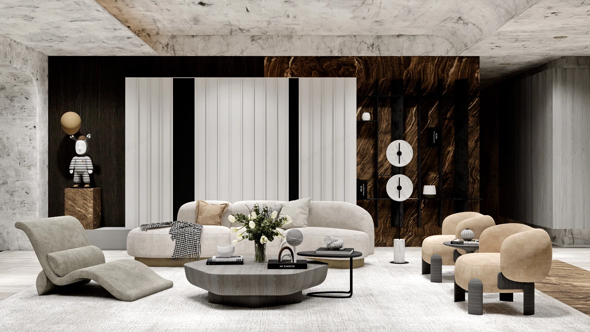 Wabi Sabi Modern Living Room sketchup model preview - SketchupBox