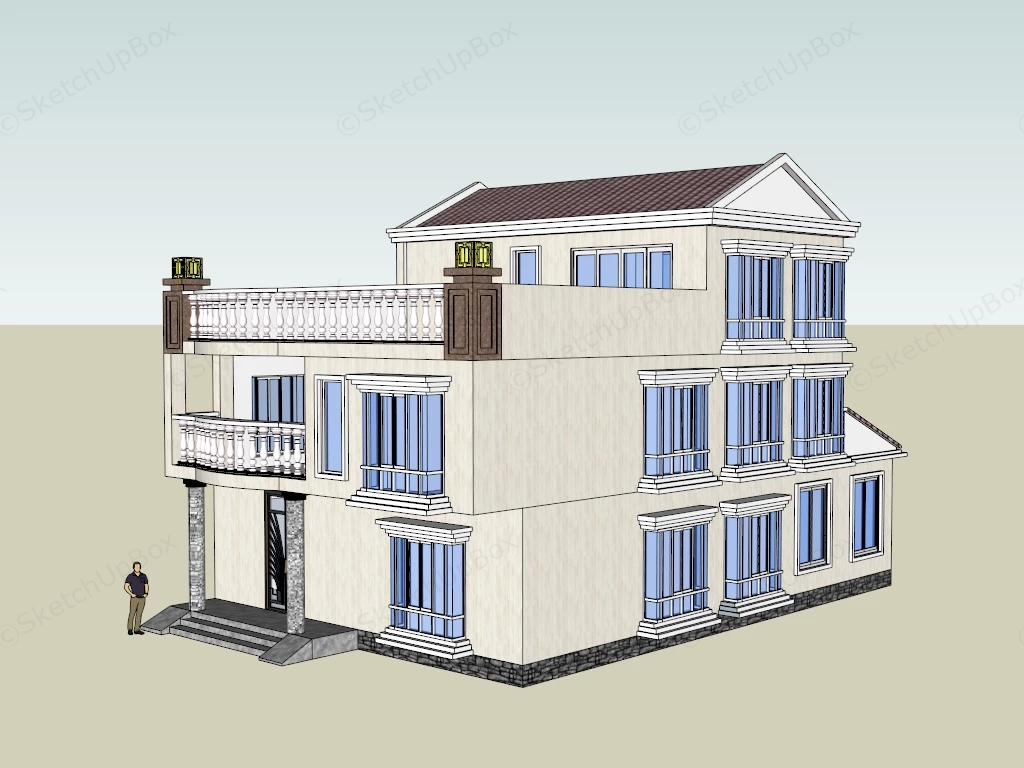 3 Storey House Design sketchup model preview - SketchupBox