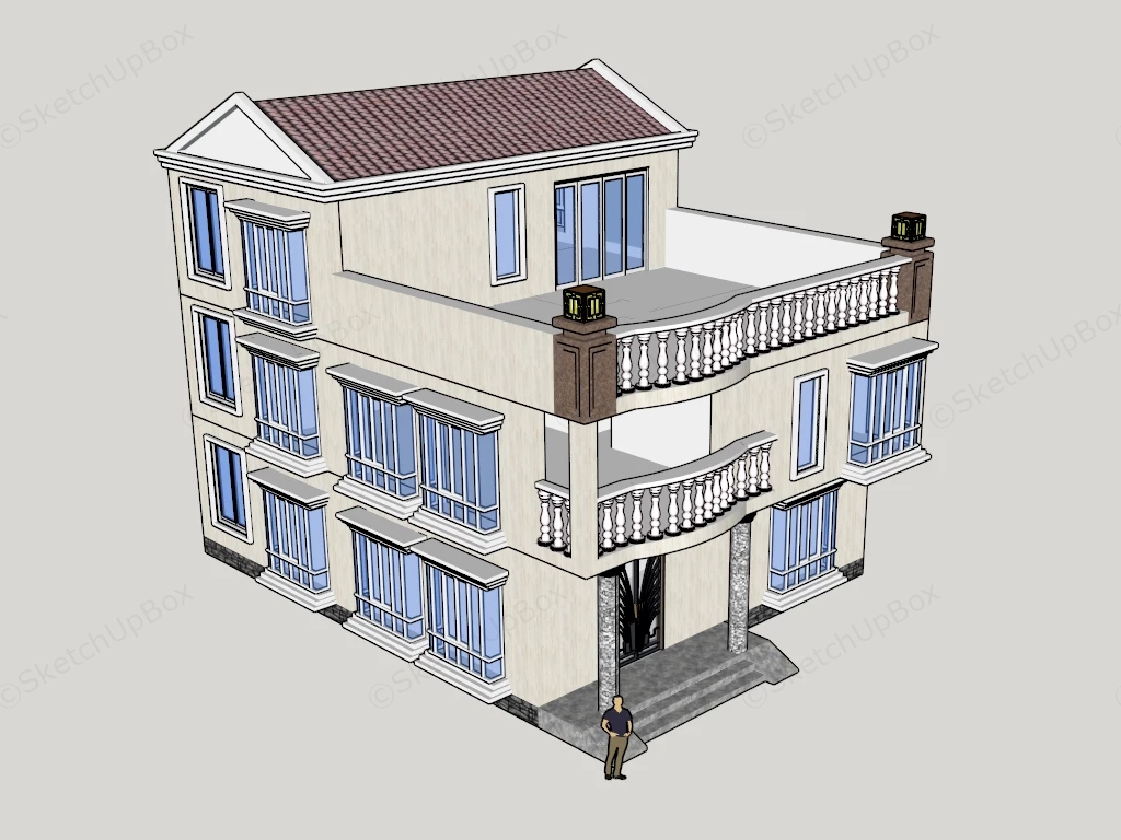 3 Storey House Design sketchup model preview - SketchupBox