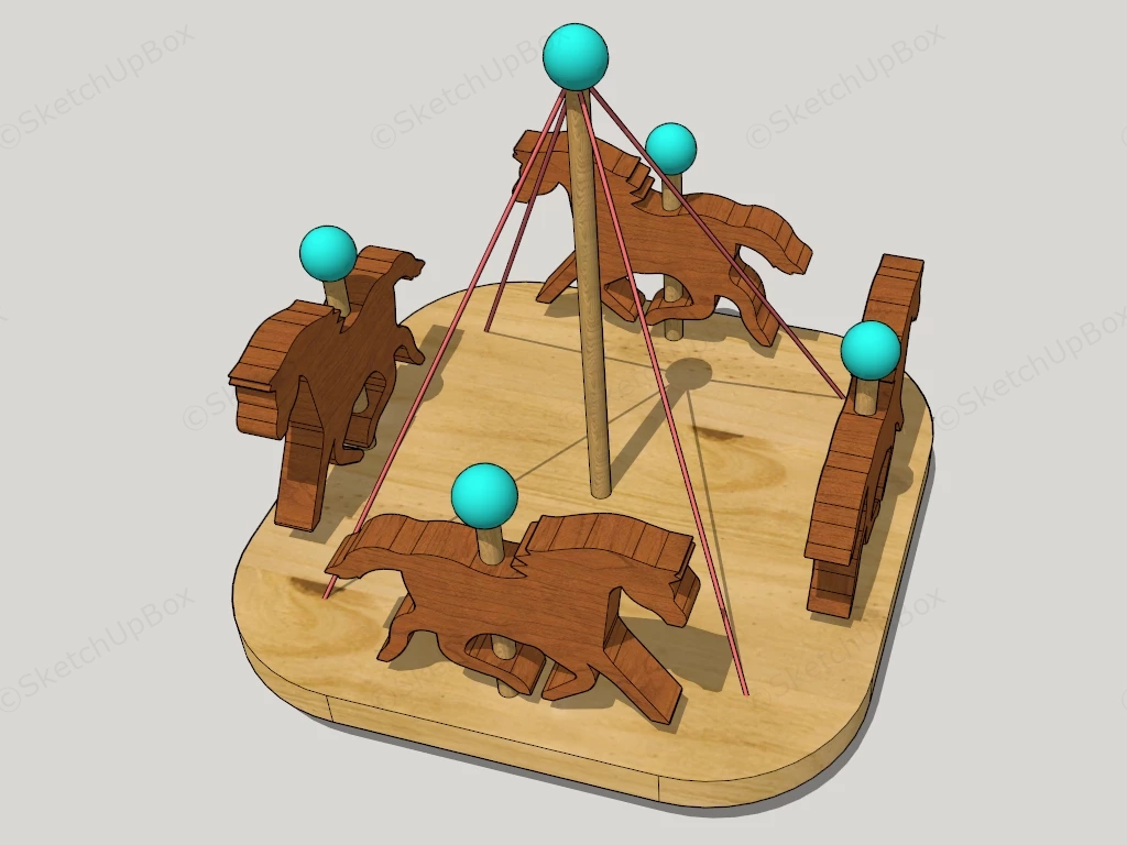 Wooden Carousel Toy sketchup model preview - SketchupBox