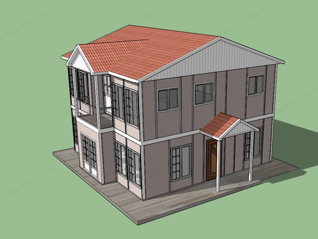 2 Storey Prefab House sketchup model preview - SketchupBox