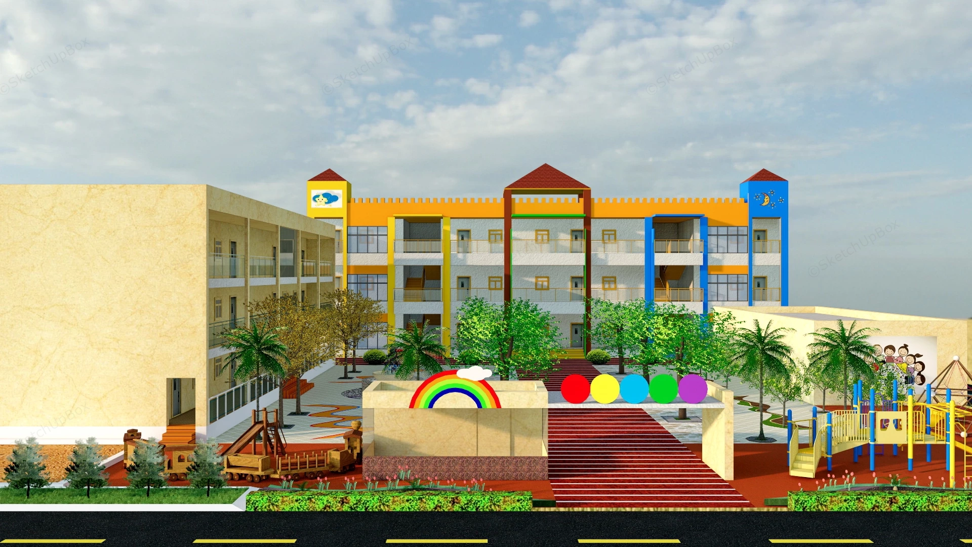 Colorful Preschool Building sketchup model preview - SketchupBox