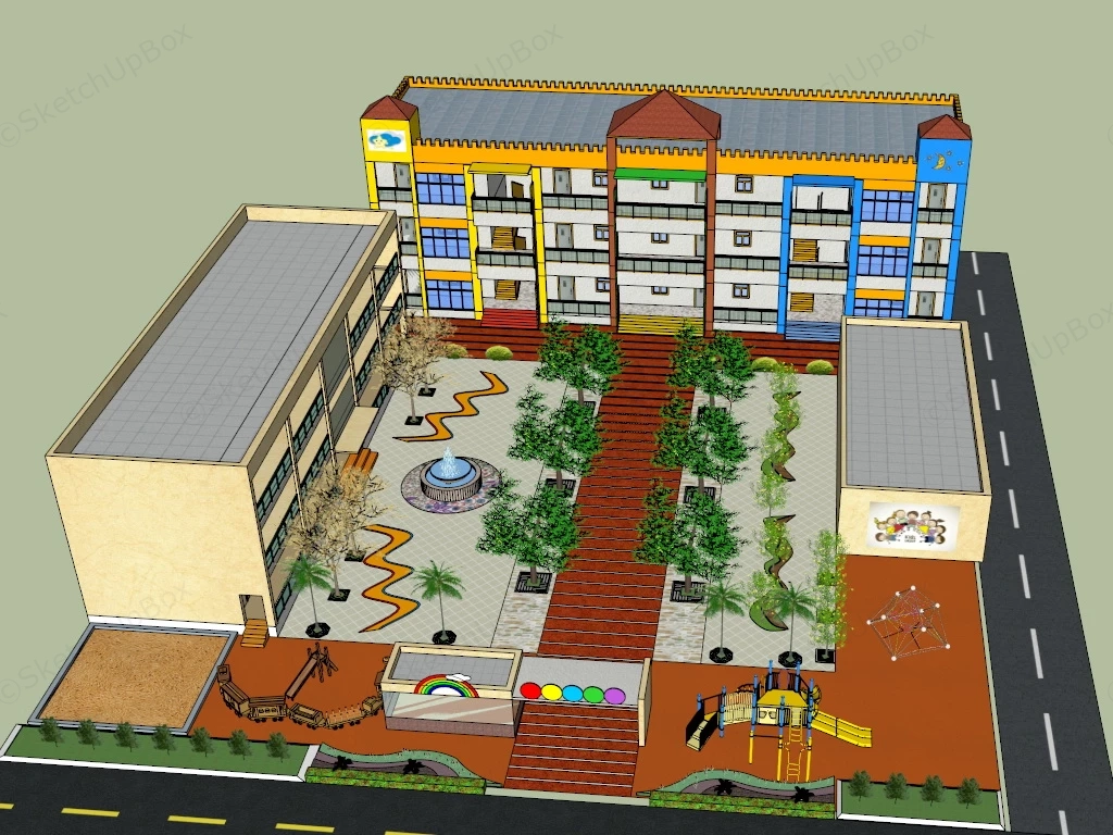 Colorful Preschool Building sketchup model preview - SketchupBox